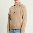 Jacquemus Men's Wool Cashmere Knitted Polo in Beige