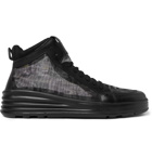 Fendi - Leather and Camouflage-Print Mesh High-Top Sneakers - Black