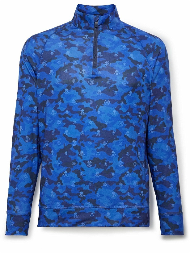Photo: G/FORE - Luxe Staple Mid Camouflage-Print Tech-Jersey Half-Zip Golf Top - Blue