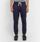 Beams Plus - Slim-Fit Tapered Cotton-Blend Twill Drawstring Trousers - Blue