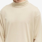 Auralee Men's Long Sleeve Luster Plaiting Mock Neck T-Shirt in Beige