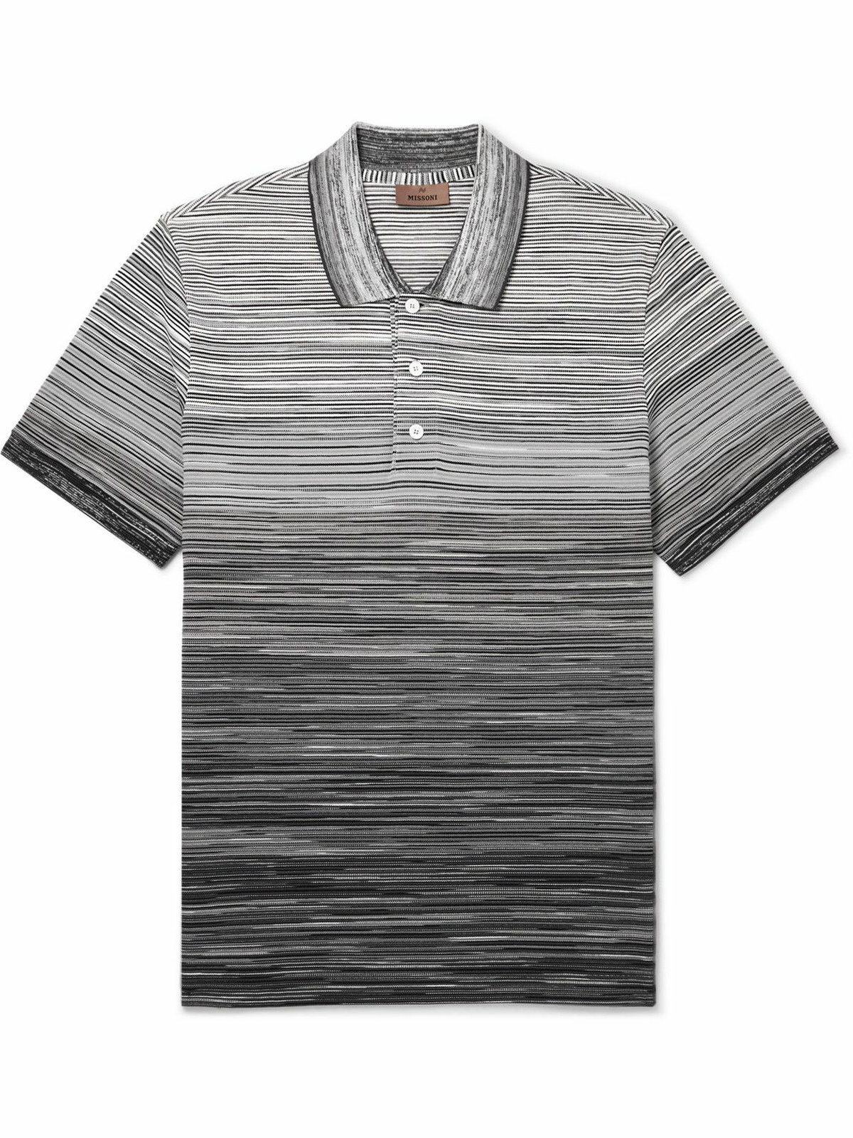 Missoni - Striped Space-Dyed Cotton-Piqué Polo Shirt - Gray Missoni