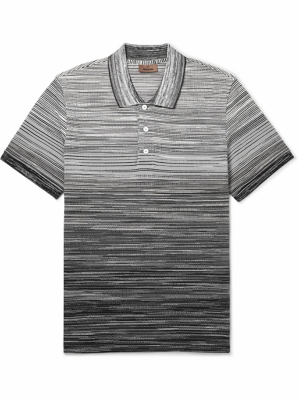 Photo: Missoni - Striped Space-Dyed Cotton-Piqué Polo Shirt - Gray