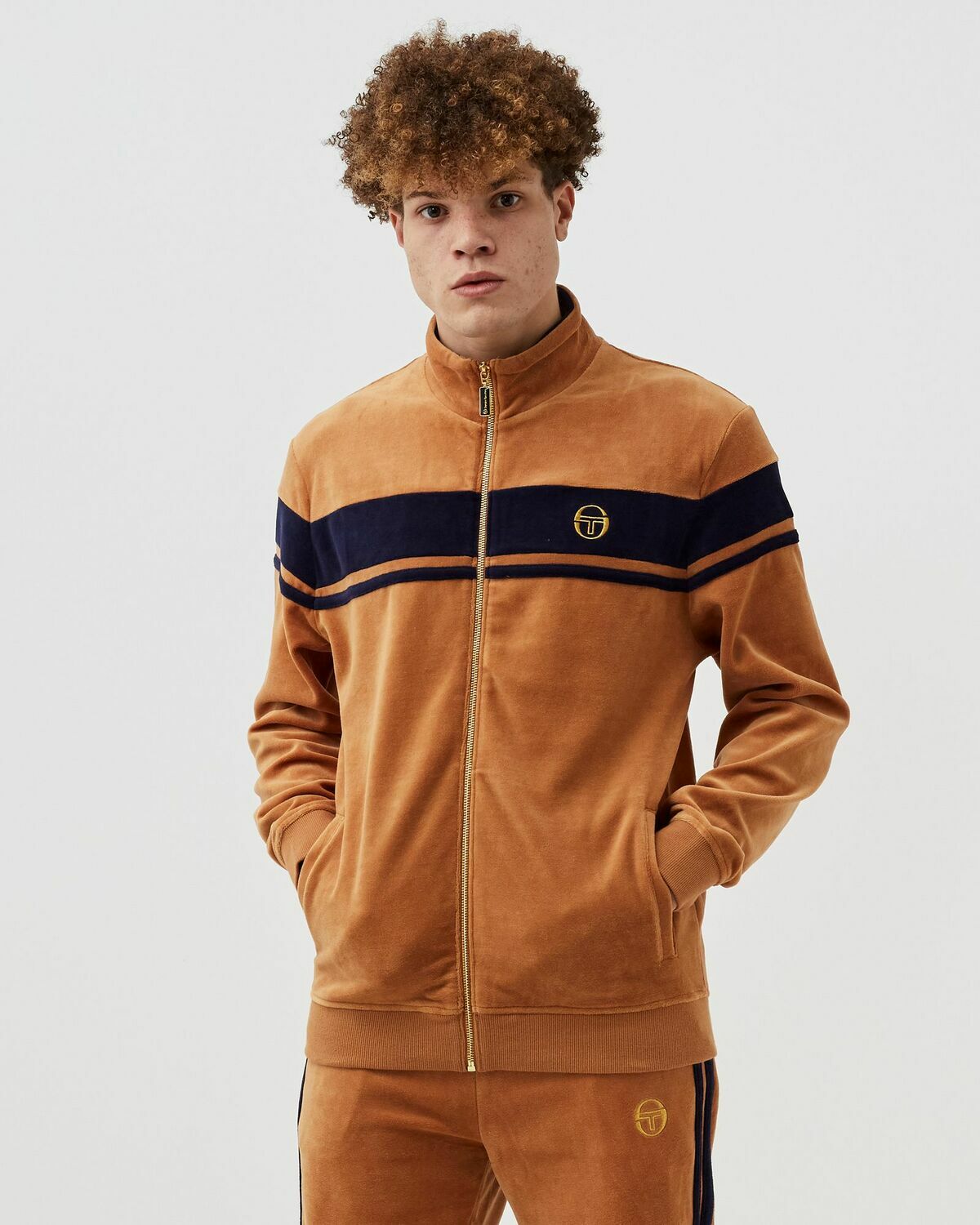 Sergio Tacchini DAMARINDO VELOUR TRACK JACKET Brown Men