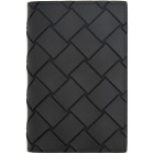 Bottega Veneta Black Rubber Intrecciato Bifold Card Holder