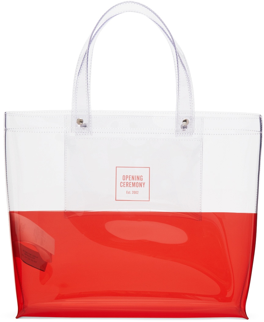 Photo: Opening Ceremony Transparent & Red Medium Colorblock Shopping Tote