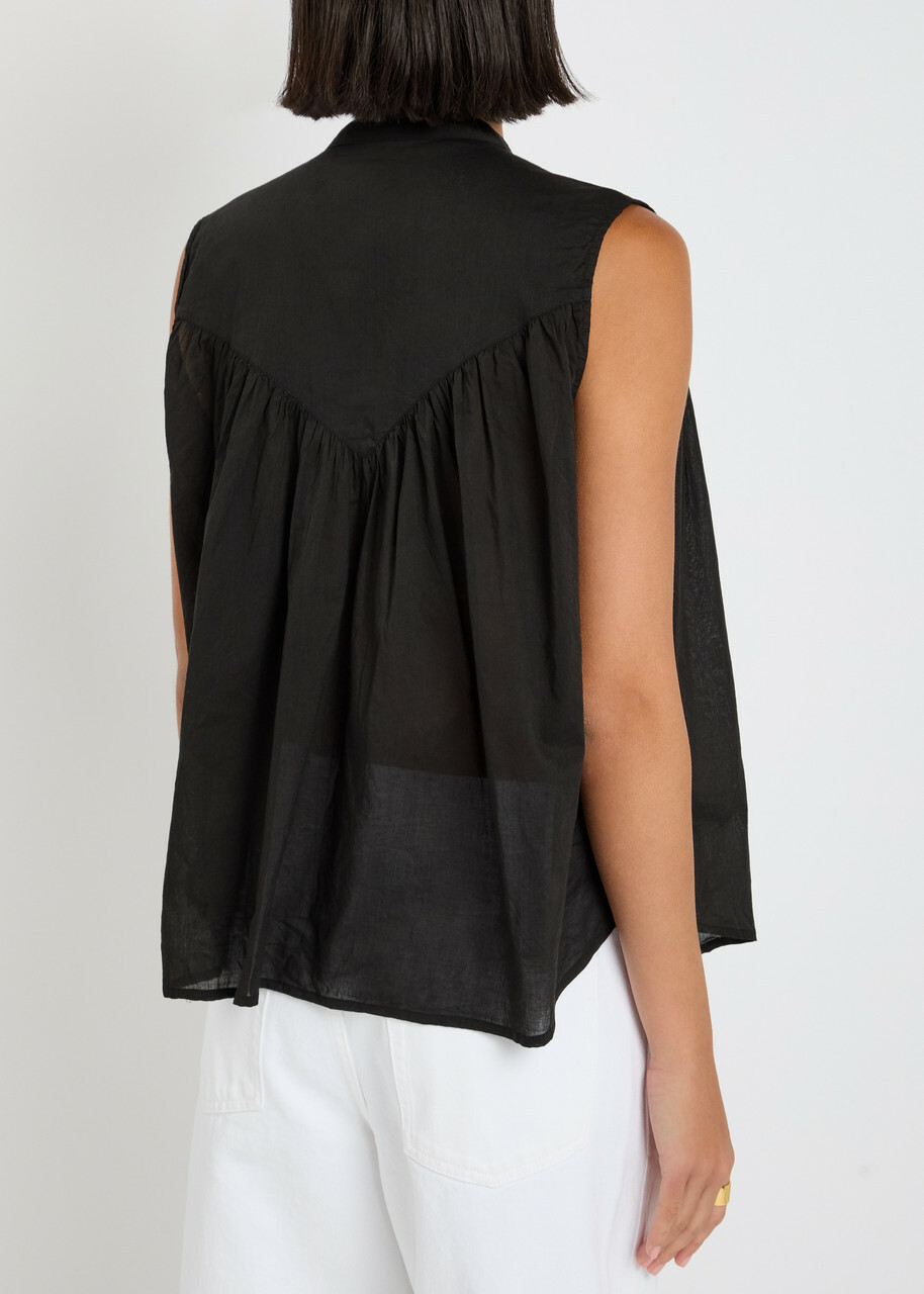 Skall Studio Louise Pleated Cotton Blouse Black