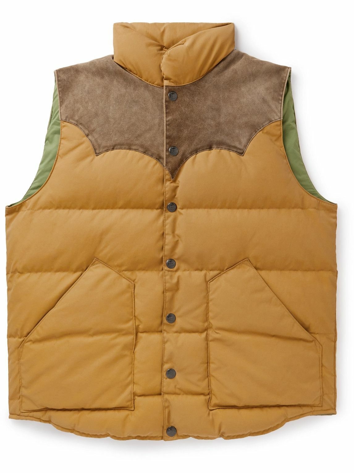 Photo: RRL - Milburn Suede-Panelled Quilted Recycled Nylon Gilet - Yellow