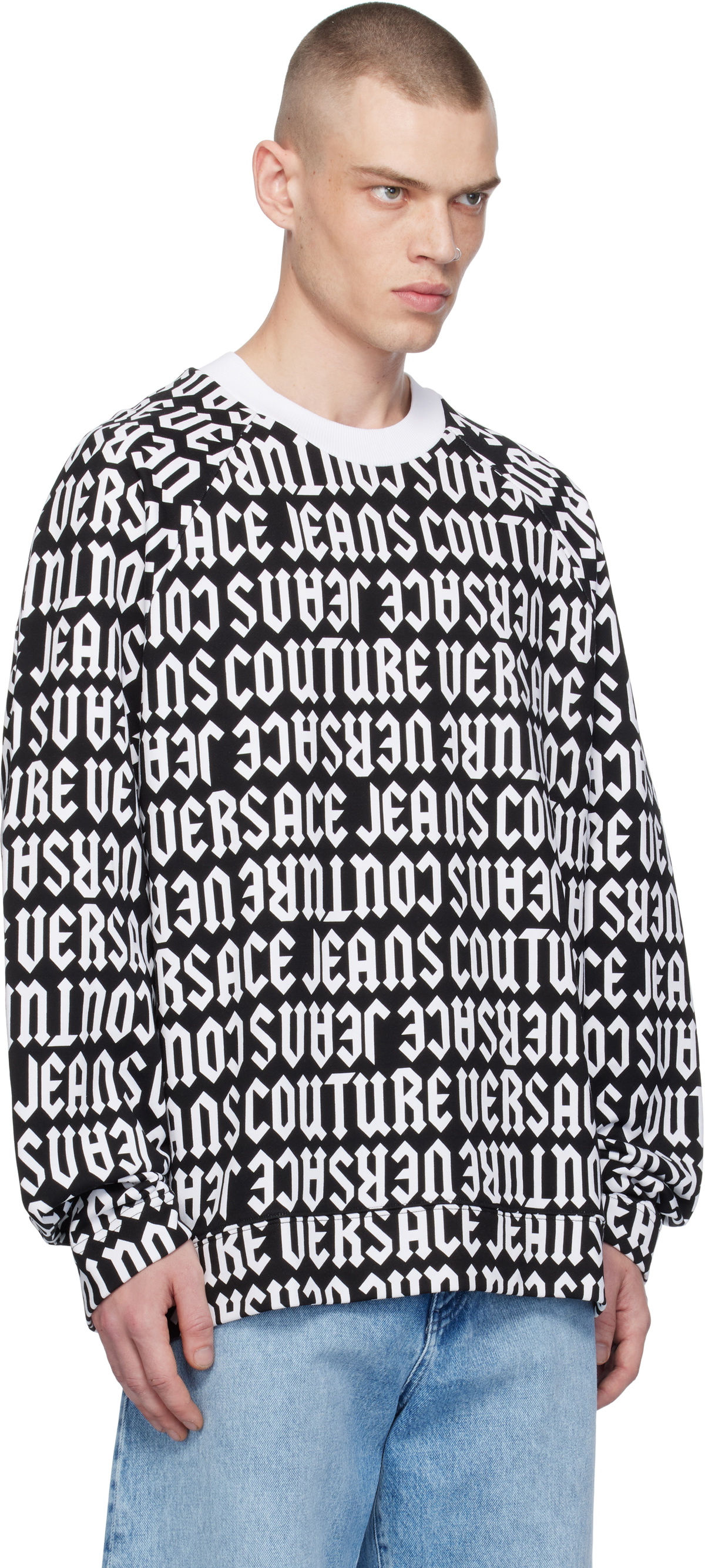 Versace Jeans Couture Black & White Logomania Sweatshirt