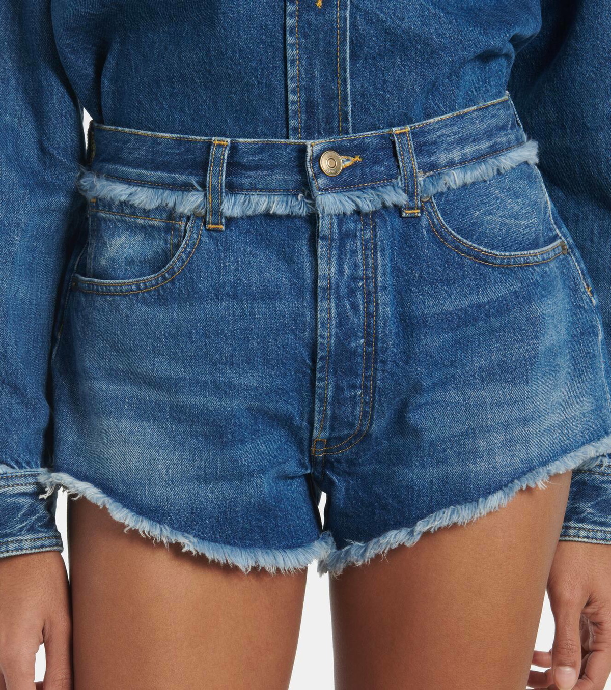 Alanui Fringed denim shorts