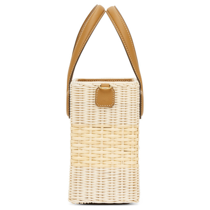 Mark Cross Beige and Brown Rattan Manray Tote