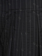 CHARLES JEFFREY LOVERBOY Pleated Pinstripe Wool Blend Shorts
