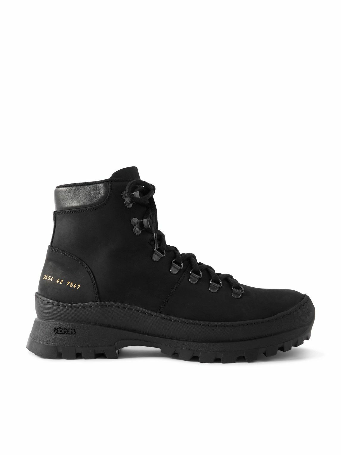 Common Projects - Leather-Trimmed Nubuck Hiking Boots - Black