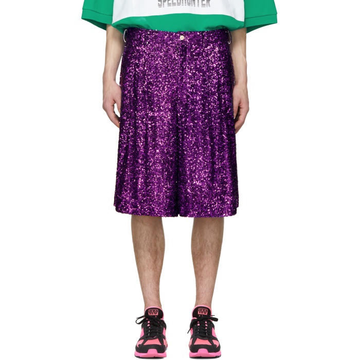 Photo: Comme des Garçons Homme Plus Purple Sequin Shorts
