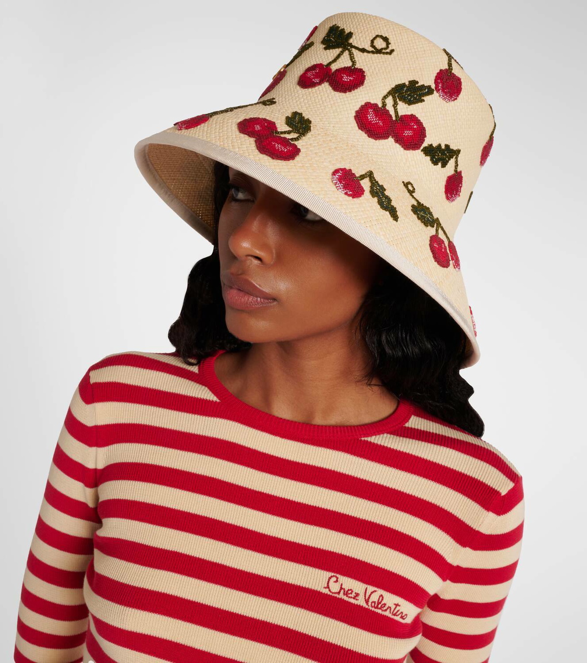 Valentino Cherryfic embroidered straw sun hat Valentino