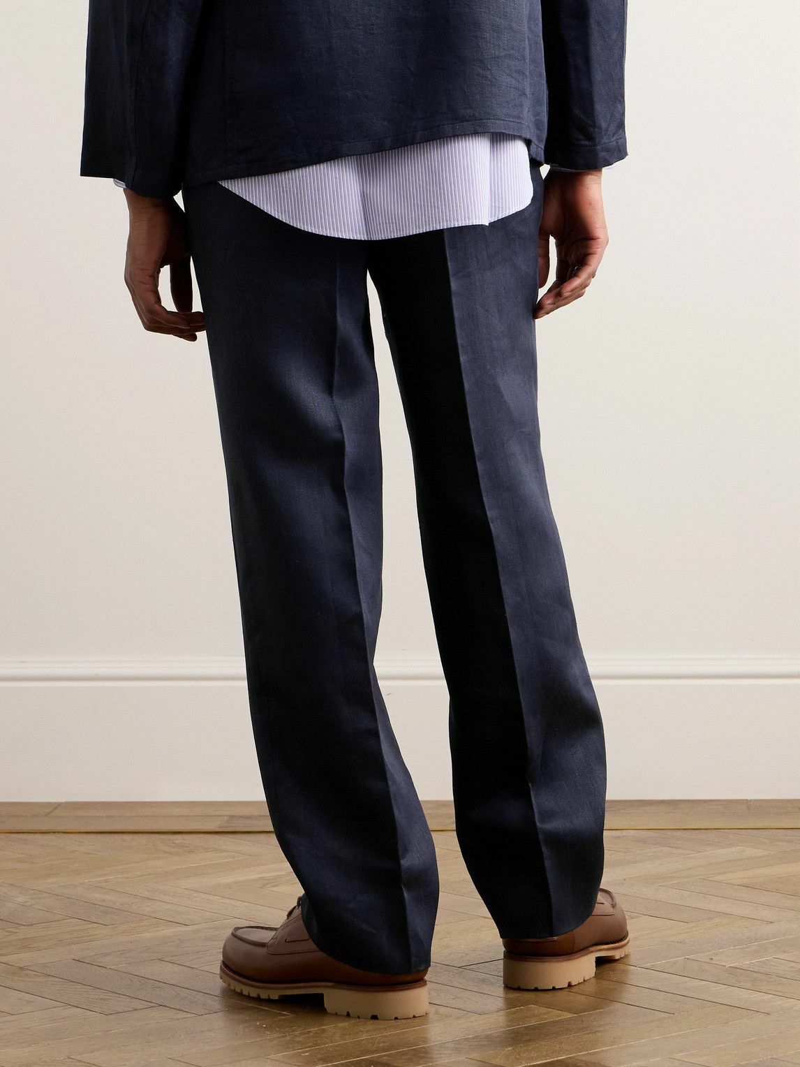 Kaptain Sunshine - Straight-Leg Linen Suit Trousers - Blue Kaptain 