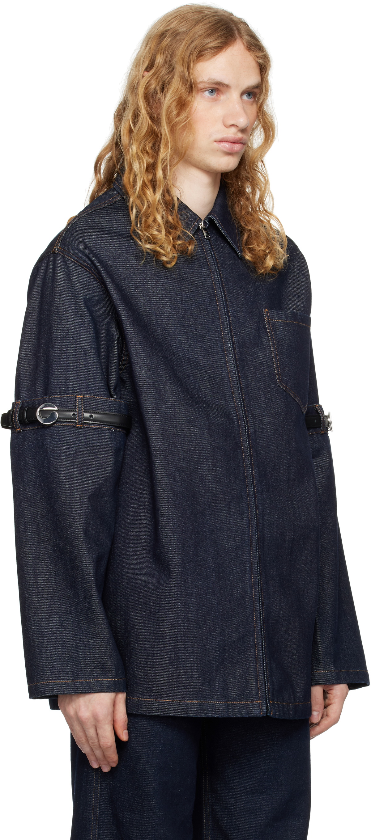 Coperni Navy Raw Hybrid Denim Overshirt