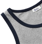 Schiesser - Leo Contrast-Tipped Textured Cotton-Jersey Tank Top - Gray