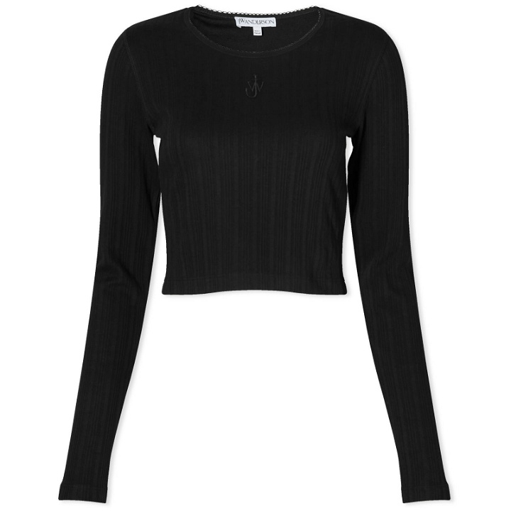 Photo: JW Anderson Women's Cropped Anchor Embroidered Top in Black