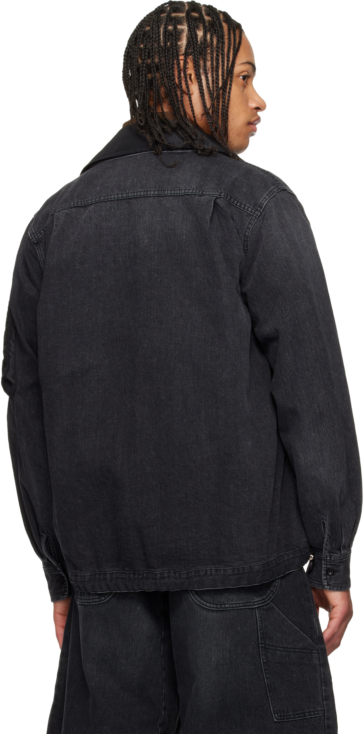 sacai Black Nylon Twill Denim Jacket Sacai