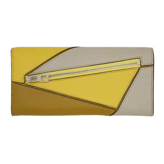 Loewe Yellow and Grey Puzzle Continental Wallet Loewe