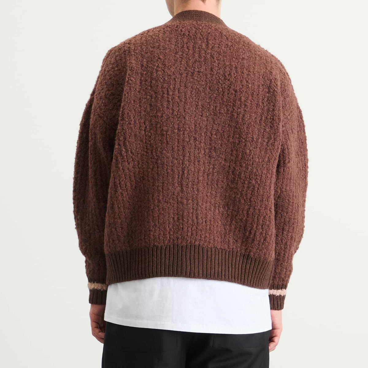 A Kind of Guise Men's Khuder Knit Cardigan in Burgundy Moose Boucle