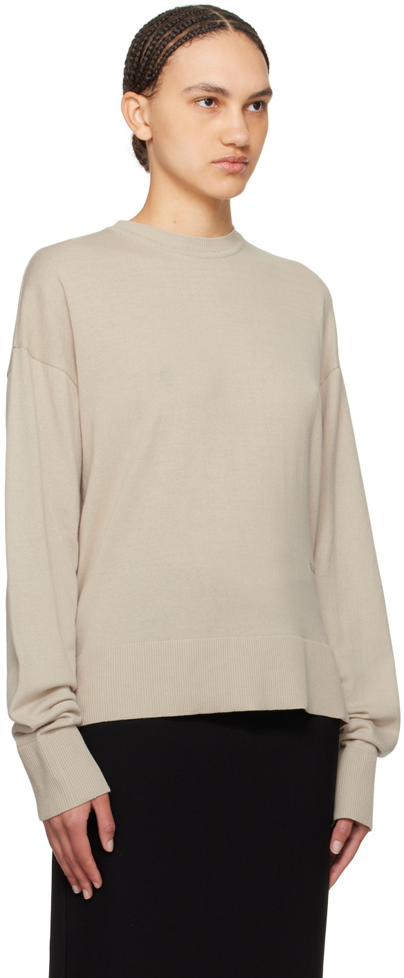 Birrot Beige Round Neck Sweater