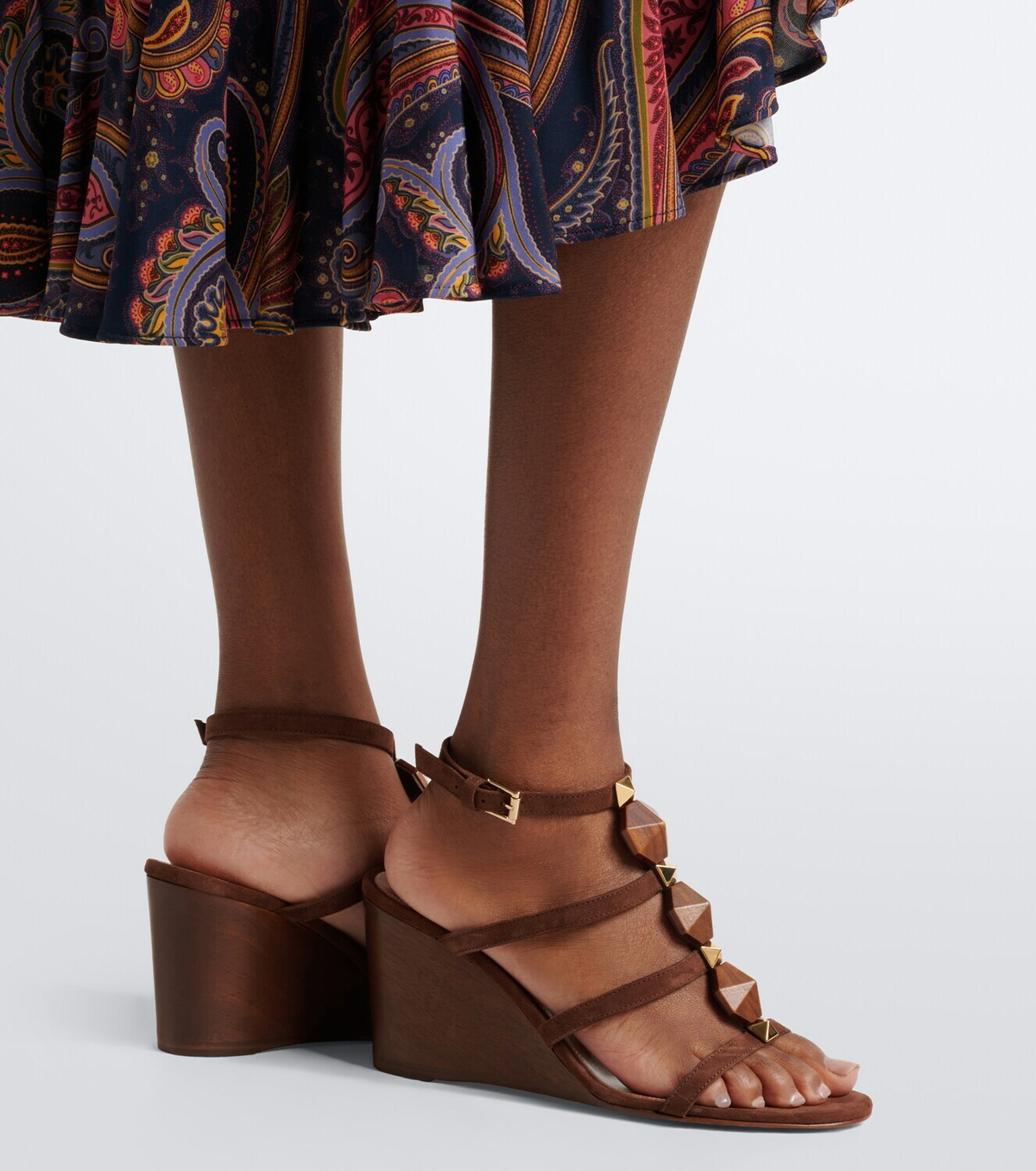 Gianvito Rossi Studded suede wedge sandals