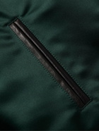 Golden Bear - Leather-Trimmed Satin Bomber Jacket - Green