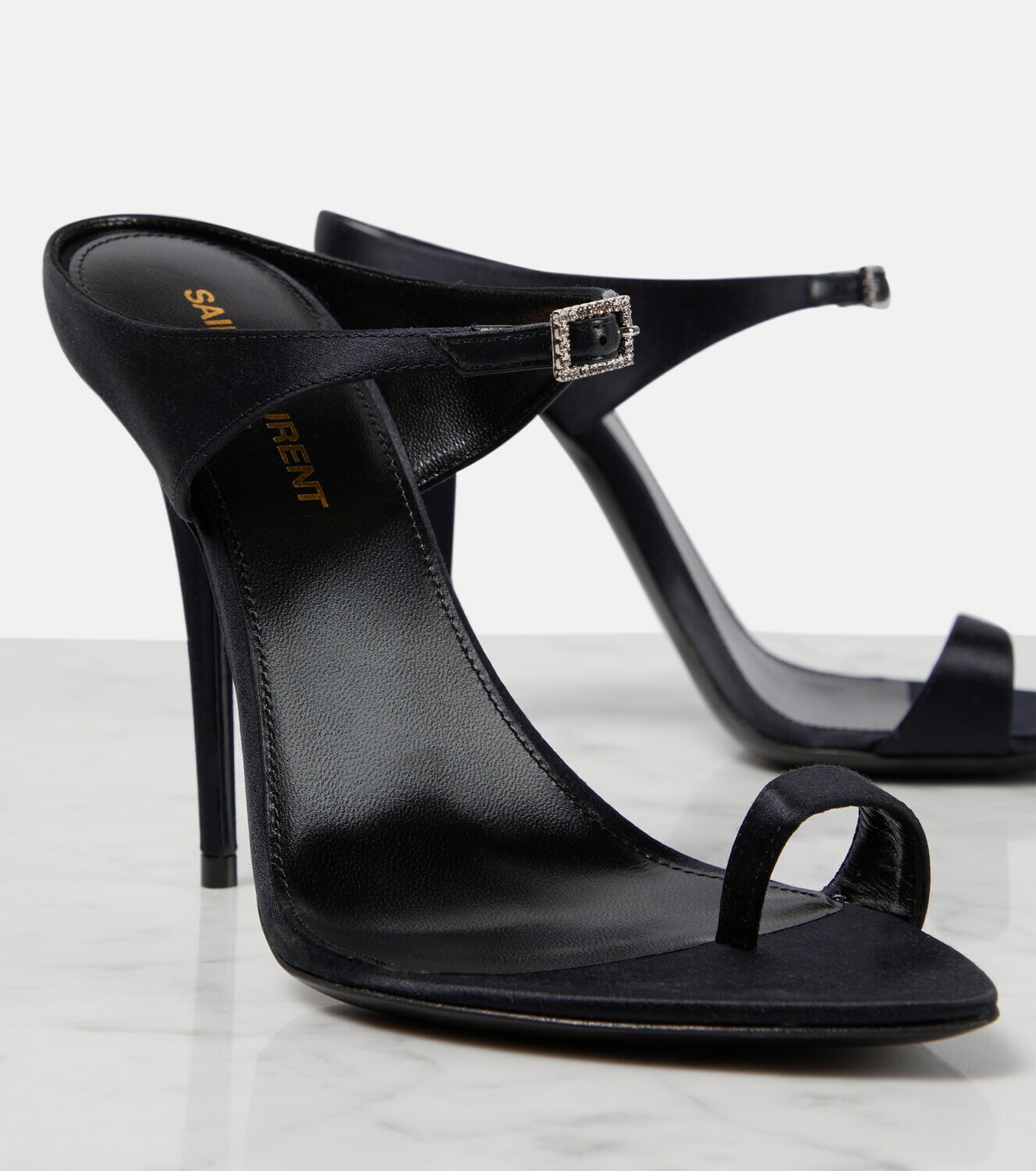 Saint Laurent Dive 110 embellished satin mules Saint Laurent