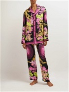 VERSACE - Orchid Print Silk Twill Pajama Shirt
