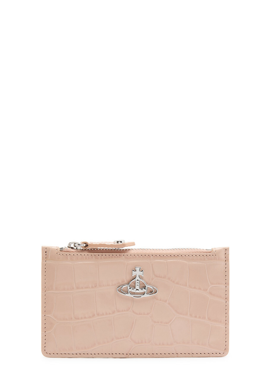 Vivienne Westwood Orb Crocodile-effect Leather Card Holder - Cream - One Size