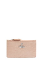 Vivienne Westwood Orb Crocodile-effect Leather Card Holder - Cream - One Size