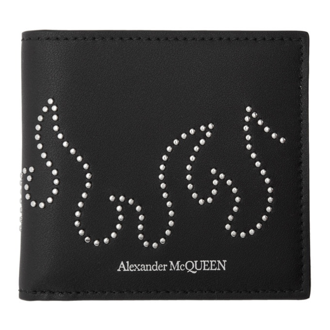 Photo: Alexander McQueen Black Leather Stud Bifold Wallet