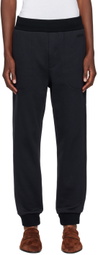 ZEGNA Navy Embroidered-Logo Sweatpants