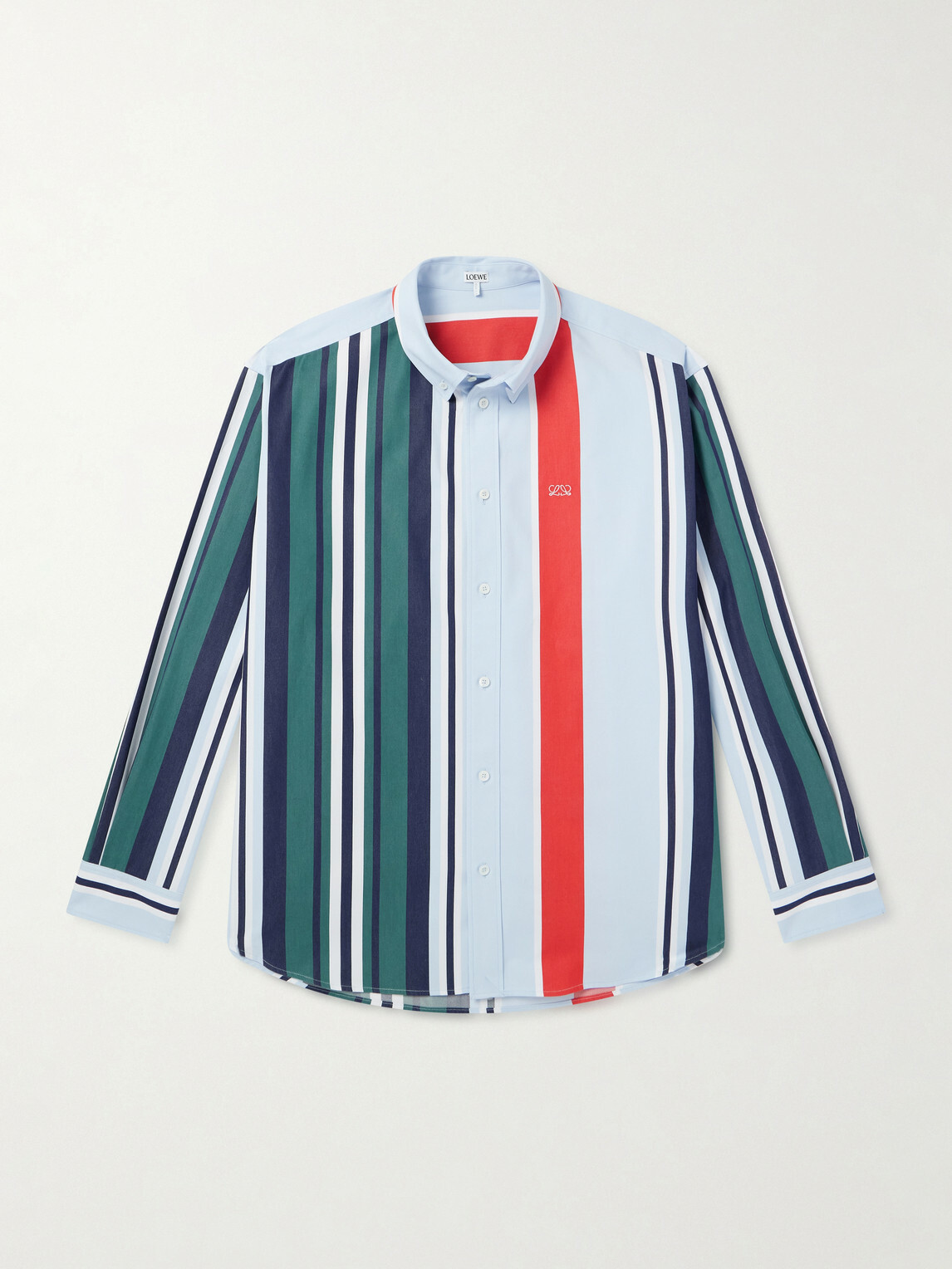 LOEWE - Anagram-Embroidered Striped Cotton-Twill Shirt - Multi