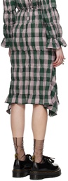 Charles Jeffrey Loverboy Green & Pink Shirred Midi Skirt