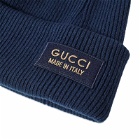 Gucci Men's Patch Beanie Hat in Navy