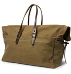 Bleu de Chauffe - Cabine Leather-Trimmed Stonewashed Cotton-Canvas Holdall - Green
