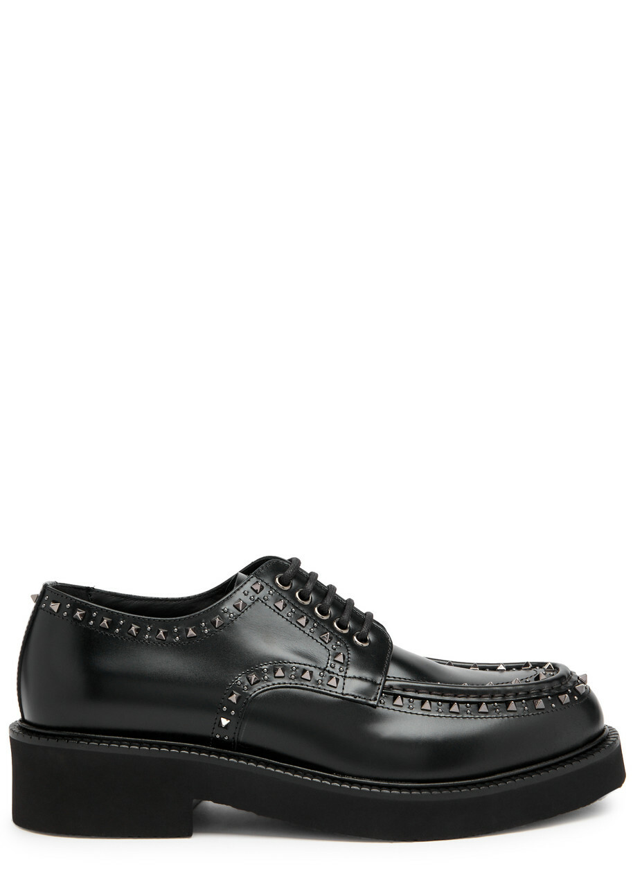 Valentino Studded Leather Derby Shoes Black