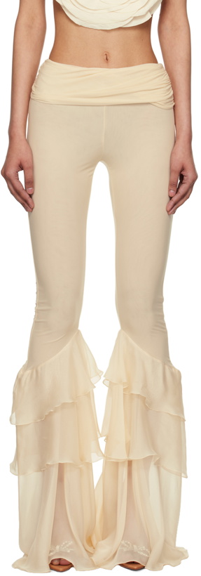 Photo: Blumarine Beige Ruffle Trousers