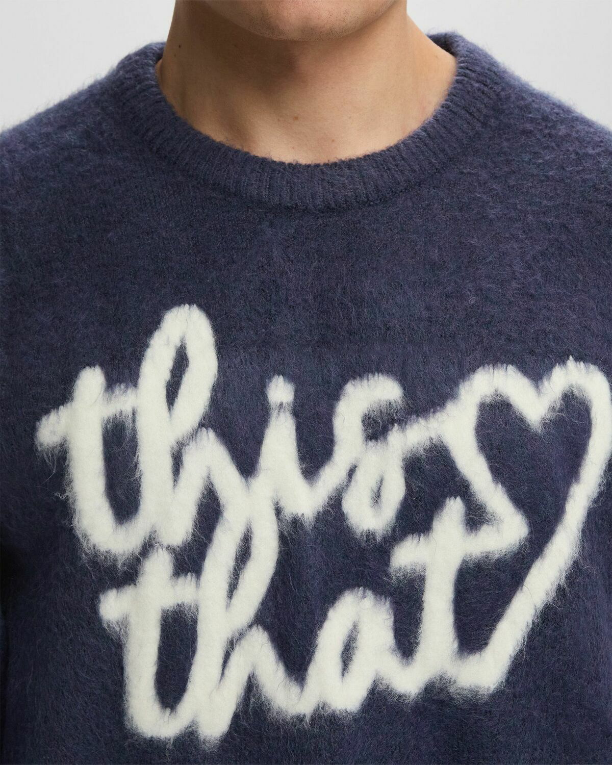 トップス thisisneverthat Heart Logo Knit Sweater Thisisneverthat HEART LOGO KNIT SWEATER Purple Mens Pullover