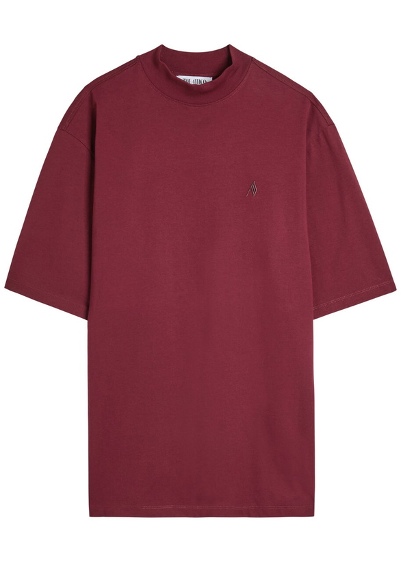 Photo: The Attico Logo-embroidered Cotton T-shirt Burgundy