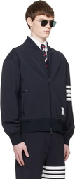 Thom Browne Navy Printed 4-Bar Bomber Jacket
