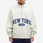 Awake NY Men's Script Quarter Zip Sweatshirt in Charcoal Heather