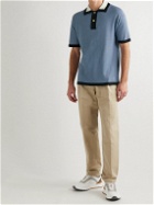 Dunhill - Colour-Block Recycled Mulberry Silk and Cotton-Blend Polo Shirt - Blue