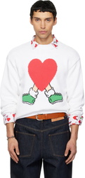 Moschino White All Over Hearts Sweater
