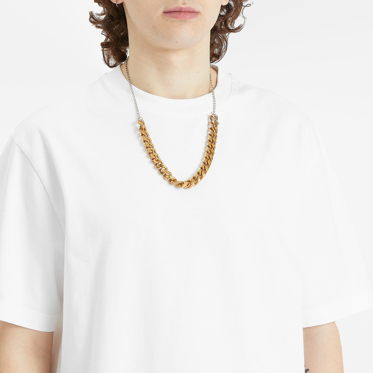 Dries Van Noten Men's Split Chain Necklace in Old Brass 