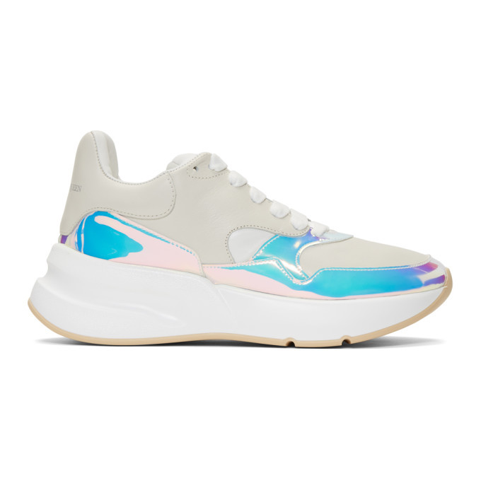 Alexander McQueen Beige and Pink Iridescent Oversized Sneakers Alexander McQueen