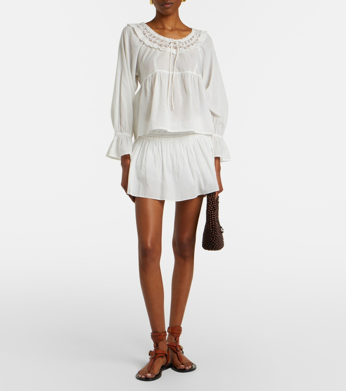 Posse Danielle lace-trimmed cotton blouse